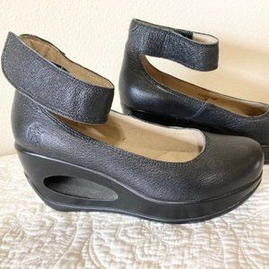 Fly London Platform Ankle Wrap Shoes 36- Black